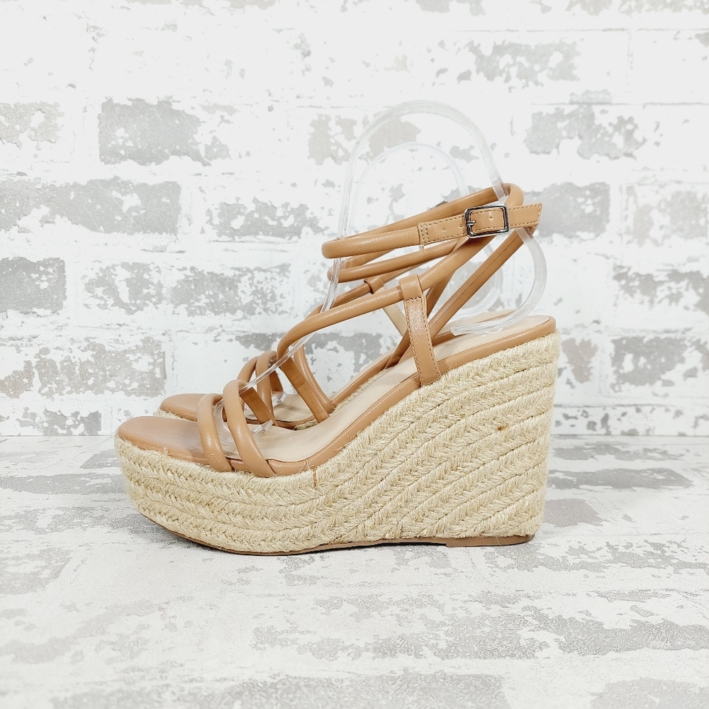 NEW BP Beige Cohan Espadrille Wedge Strappy Sandals V799
